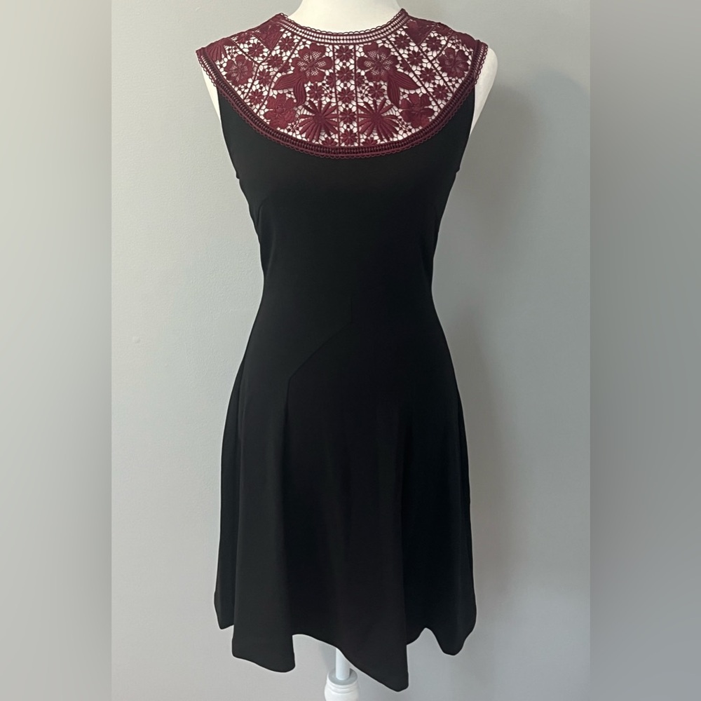 ERDEM Saks Fifth Ave Lorna Dress Ponte Jersey Black‎ Size 4 Sleeveless Lace NEW